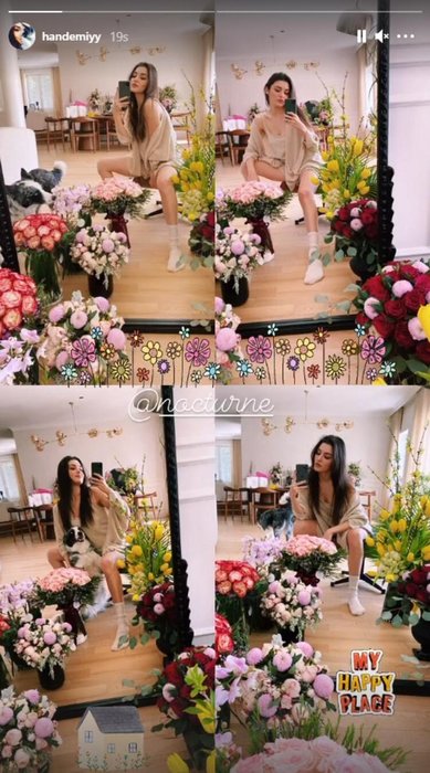 Hande Erçel Çiçekler Hırka fiyatı kerem Bürsin salak 
