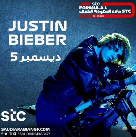 Justin Bieber in Saudi Arabia Saudi Grand Prix Formula 1
