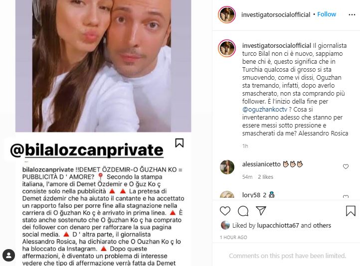Oğuzhan Koç Demet Özdemir relazione falsa sahte ilişki Bilal Özcan Alessandro Rosica
