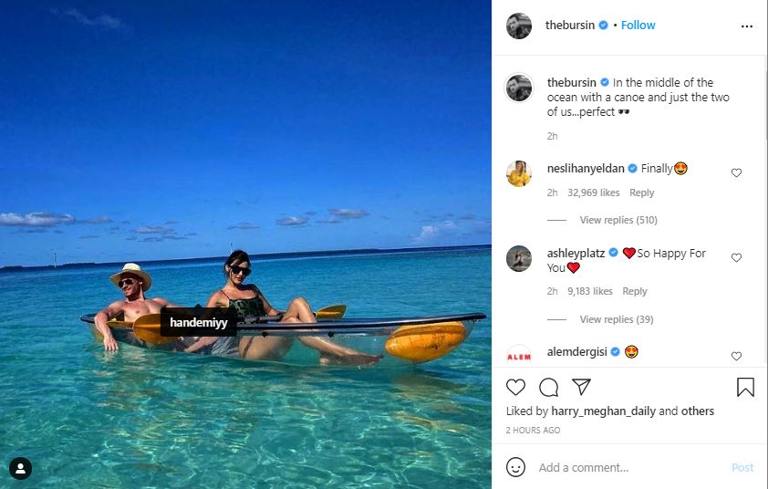 Kerem Bürsin Bursin Hande Erçel Ercel love confirmed Maldives aşk onaylandı Instagram aşkı wife girlfriend dating flört ilişkisi