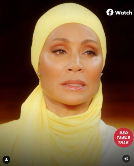 Jada Pinkett Smith yellow lemon hijab headscarf convert Islam clothing Red Table Talk