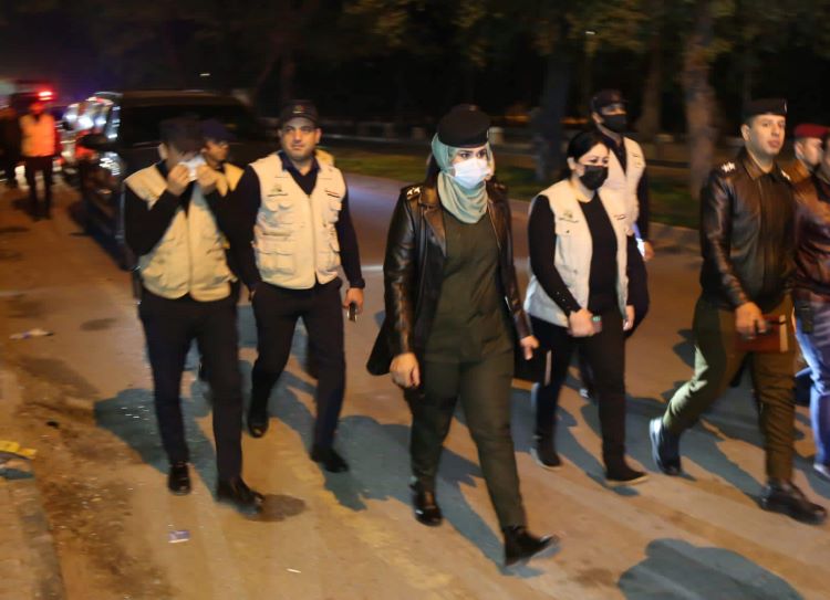 ""الشرطة العراقية خلال تنفيذها الحملة التفتيشية على ملاهي بغداد