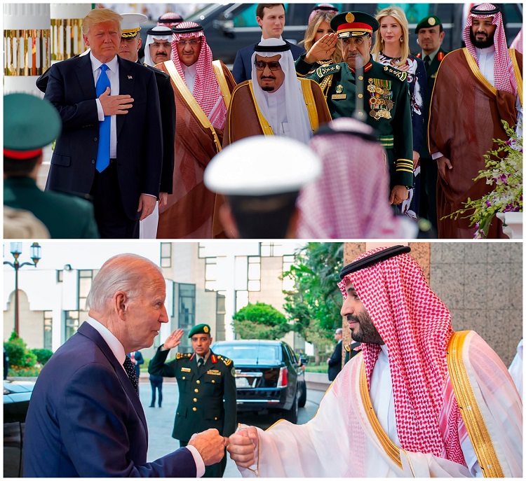 مقارنات بين استقبال جو بايدن و دونالد ترامب في السعودية