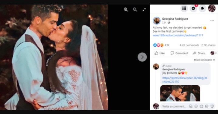 "صورة من حفل زفاف رونالدو وجورجينا السري"