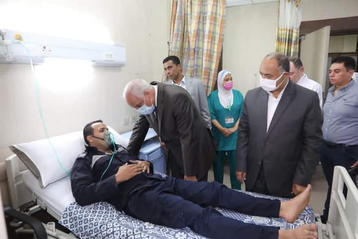 محافظ الجيزة يتفقد مصابي حريق كنيسة أبو سيفين