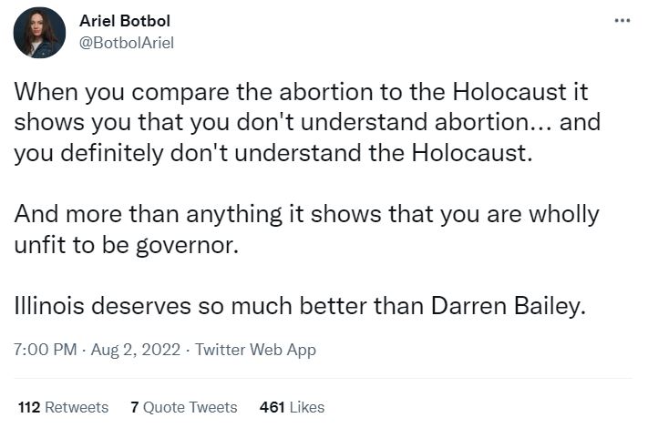 Darren Bailey abortion holocaust