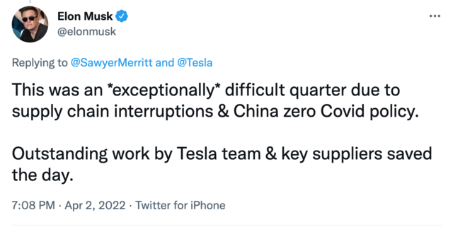 Tesla tweet