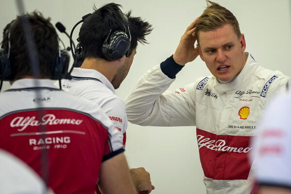 "Mick Schumacher (R), son of seven-time world champion Michael Schumacher"