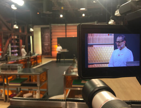 "Chef Maroun in front of TV cameras"