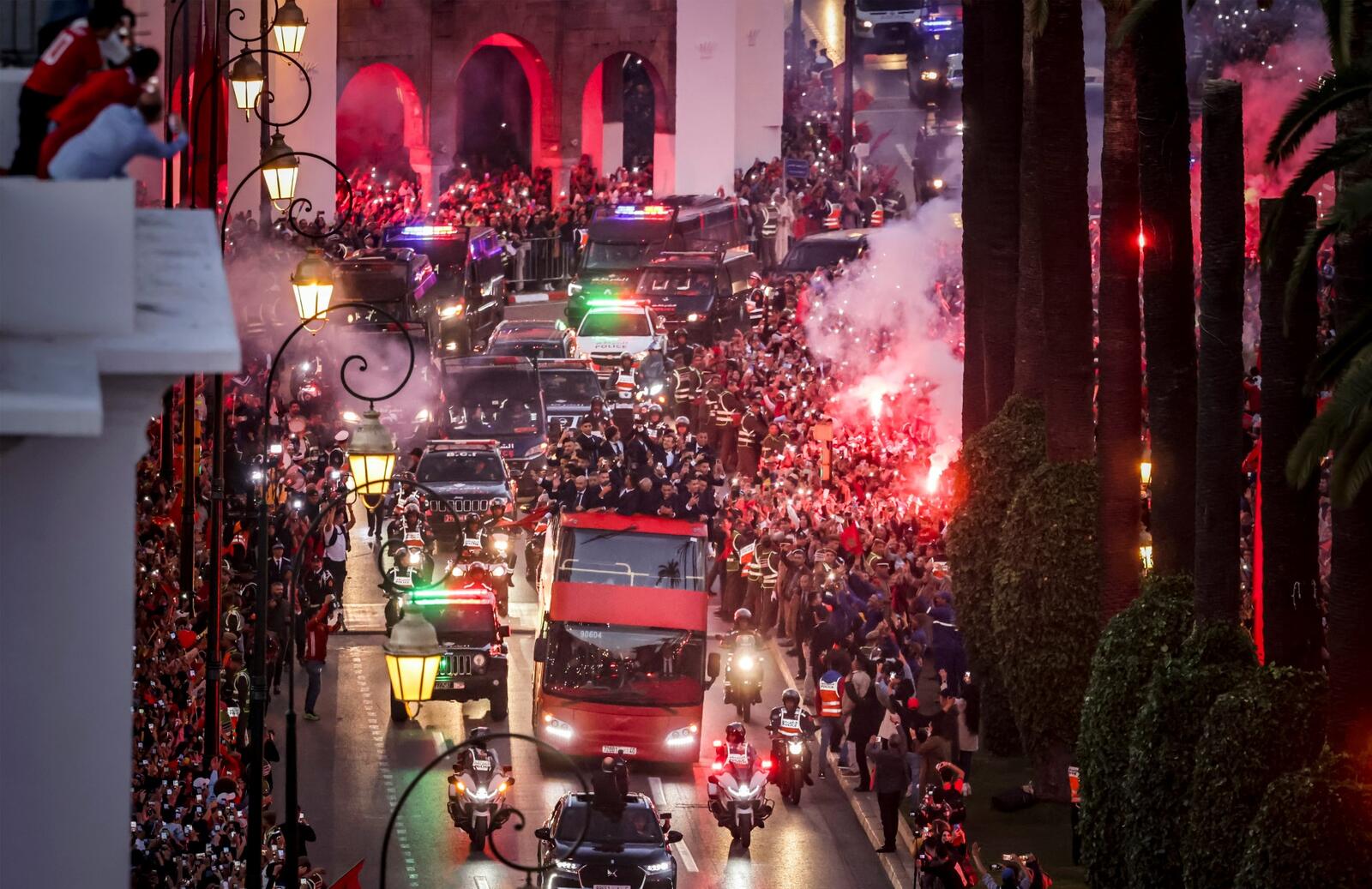 استقبال تاريخي لمنتخب المغرب (المصدر: أ ف ب)