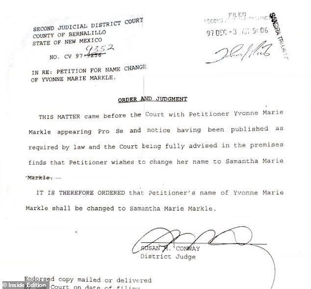 شهادة تغيير اسم سامانثا ماركل