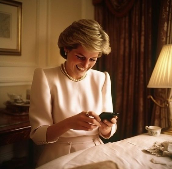 princess diana watching reels ai picture