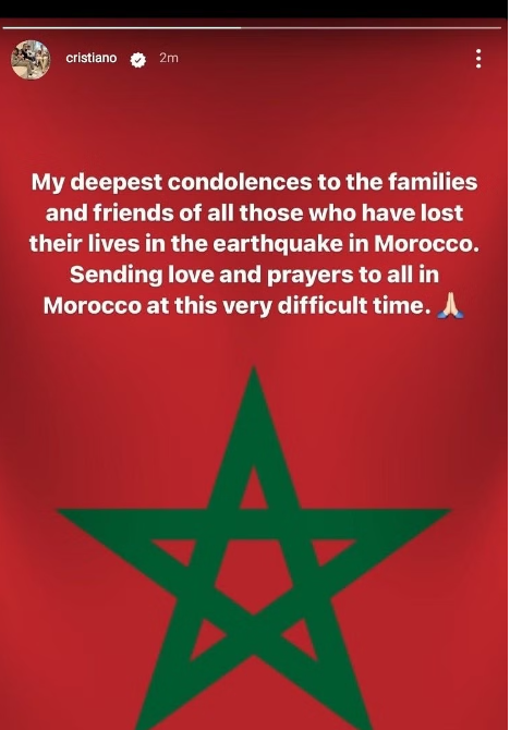 Cristiano ronaldo reacts to Morocco earthquake