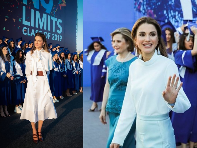 الملكة رانيا بإطلالة "باربي" في حفل تخريج الأكاديمية الدولية