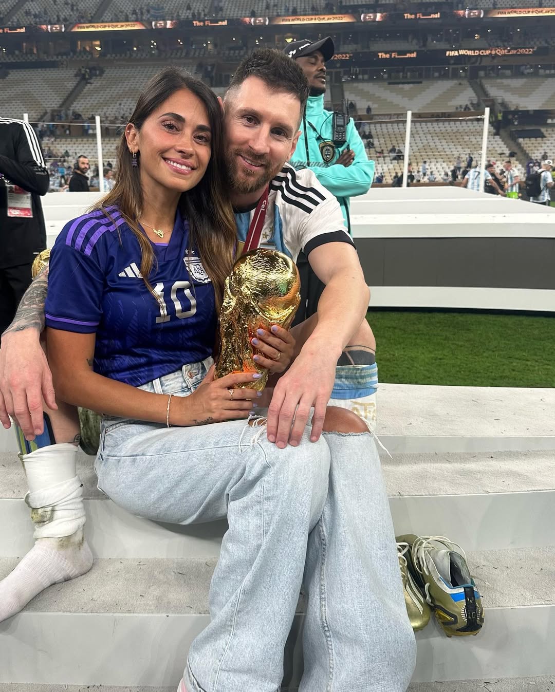 Lionel Messi and his wife