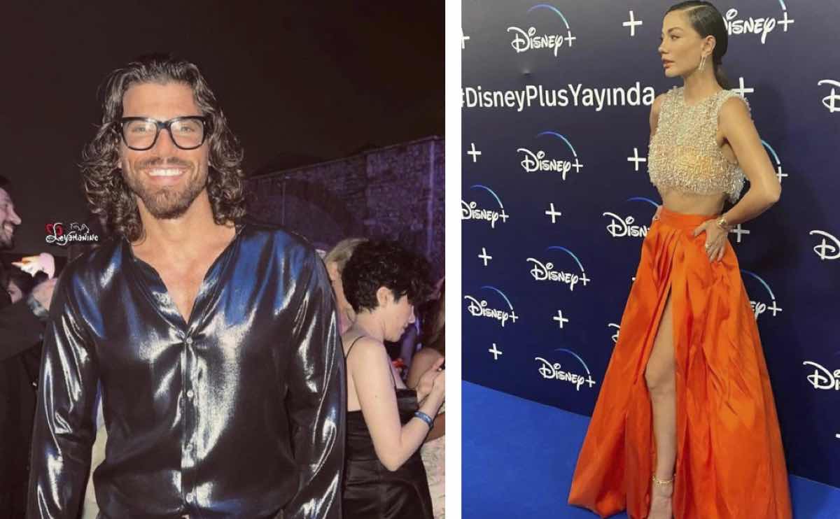 Can Yaman and Demet Özdemir in Disney event
