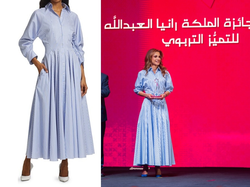 الملكة رانيا العبدالله بإطلالة باللون الأزرق في حفل جائزة التميز التربوي