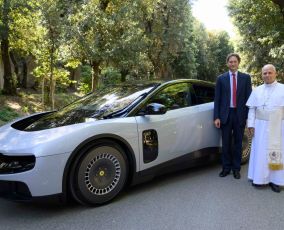 The Pope with Ferrari's Luce EV