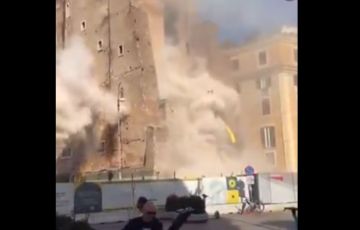 انهيار جزئي لبرج تاريخي في روما وإصابة عاملين