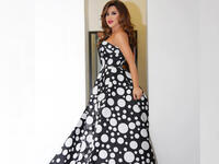 Najwa chose a black and white fluffy design by Natalie Karam.