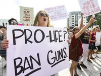 Demonstrators gathered to protest HB 314, a bill passed by the Alabama Legislature last week making almost all abortion procedures illegal. Julie Bennett/Getty Images/AFP