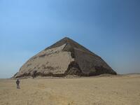 A picture taken on July 13, 2019 shows the Bent pyramid of King Sneferu, the first pharaoh of Egypt's 4th dynasty, in the ancient royal necropolis of Dahshur on the west bank of the Nile River, south of the capital Cairo. Mohamed el-Shahed / AFP