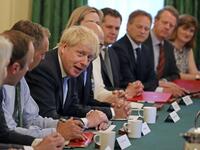 Britain's Prime Minister Boris Johnson (C) holds his first Cabinet meeting at 10 Downing Street in London on July 25, 2019. Britain's newly installed Prime Minister Boris Johnson held his first cabinet meeting today faced with the burning challenge of resolving the three-year Brexit crisis in three months. Aaron Chown / POOL / AFP