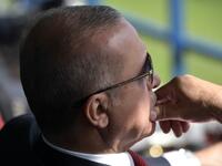 Turkish President Recep Tayyip Erdogan watches an air show during the MAKS-2019 International Aviation and Space Salon opening ceremony in Zhukovsky outside Moscow on August 27, 2019.  Alexey NIKOLSKY / SPUTNIK / AFP