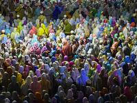 Muslim women pilgrims of the Dawoodo Bohra community take part in a Bohra ceremony in Colombo, in the run up to Ashura, one of the holiest days in Shiite Islam and commemorates the 7th century martyrdom of Prophet Mohammed’s grandson.  ISHARA S. KODIKARA / AFP