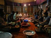 In this photo taken on September 15, 2019, chefs prepare mutton for a variety of traditional dishes for a marriage ceremony in Kashmir's Baramulla district, north of Srinagar. TAUSEEF MUSTAFA / AFP