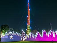 Burj khalifa model. Newly opened Dubai Glow Garden day to night transition timelapse is a state of Art architecture featuring environment friendly architecture. (Shutterstock/ File Photo)