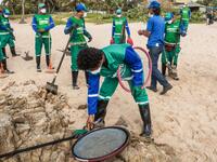 Large blobs of oil staining more than 130 beaches in northeastern Brazil began appearing in early September and have now turned up along a 2,000km stretch of the Atlantic coastline. The source of the patches remain a mystery despite President Jair Bolsonaro's assertions they came from outside the country and were possibly the work of criminals. ANTONELLO VENERI / AFP