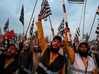 Thousands of Islamists rallied in Islamabad on November 1 as several huge marches from across Pakistan converged on the capital to demand that Prime Minister Imran Khan's government step down. Aamir QURESHI / AFP