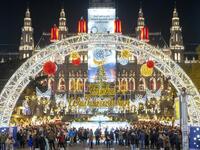 Visitors explore a Christmas market in front of Vienna's city hall in Vienna, Austria on November 19, 2019. JOE KLAMAR / AFP