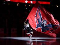 Dressed as a turkey for the Thanksgiving holiday, the Washington Capitals mascot skates on the ice before the start of the Capitals game against the Florida Panthers at Capital One Arena on November 27, 2019 in Washington, DC. Rob Carr/Getty Images/AFP