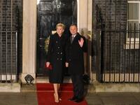 Poland's President Andrzej Duda (R) and wife Agata arrive at 10 Downing Street in central London on December 3, 2019, to attend reception hosted by Britain's Prime Minister Boris Johnson ahead of the NATO alliance summit. NATO leaders gather Tuesday for a summit to mark the alliance's 70th anniversary but with leaders feuding and name-calling over money and strategy, the mood is far from festive. LUDOVIC MARIN / POOL / AFP