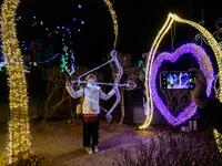 In a photo taken on January 11, 2020 visitors look at an annual light display at the 'Garden on Morning Calm', near Gapyeong, east of Seoul. Ed JONES / AFP