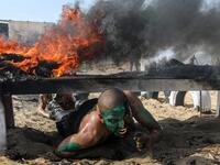 Palestinian police cadets take part in a training session at a police academy in Khan Yunis, in the southern Gaza Strip on February 6, 2020. MAHMUD HAMS / AFP
