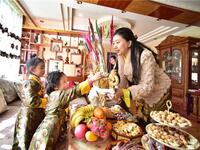 Lhosar, the New Year of the Tibetans, falls in February or March and is marked with feasts, family gatherings and the exchanging of gifts (Twitter)