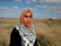 Mai Abu Rawda, who lost her right eye, stands at the place where she was shot in Bureij refugee camp in central Gaza, on May 28 , 2020. Along the border of the Gaza Strip, the Israeli army uses snipers who, according to instructions, open fire only when the soldiers are at risk from intensifying violence from Palestinian rioters. Some were taking part in clashes, others simply in the wrong place at the wrong time. All were left scarred and their lives wrecked, even though in Palestinian society being injure