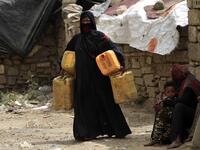 Members of Yemen's minority group known as "Muhamasheen" -- literally the "Marginalised" are pictured at a slum in the capital Sanaa on July 4, 2020. At a time when the Black Lives Matter movement is reshaping societies, black Yemenis have scant hope for an end to centuries of discrimination that has only worsened during the civil war. In Sanaa, members of the minority group known as "Muhamasheen" live in dismal conditions in densely populated slums. They count among the poorest of the poor in the Arab worl
