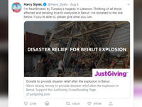 Harry Styles: 'I’ve donated to the link below.'