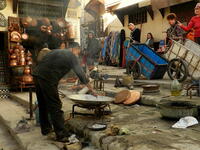 The Medina of Fez, Morocco. Hammered metalworks Morocco is well-known for its handicrafts, in particular, their traditional metalwork. There are a few kinds of unique metal objects you can bring home from Fez /Photo Ewelina Lepionko
