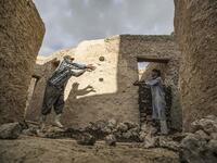 After it was worn away by erosion, and then torrential rains in 1926, the European Union and Egyptian company Environmental Quality International (EQI) from 2018 sought to restore the building, at a cost of over $600,000.  Khaled DESOUKI / AFP