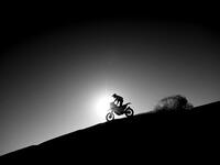 A biker takes part in Stage 2 of the Dakar Rally 2021 between Bisha and Wadi Ad-Dawasir in Saudi Arabia on January 4, 2021. FRANCK FIFE / AFP