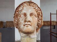 view of a Greco-Roman sculpture on display at the Cyrene Museum
