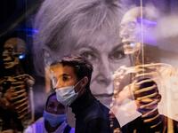 People visit the "Body Worlds", the anatomical art exhibition of plastinated human bodies