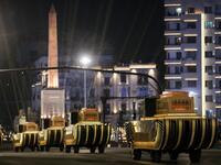 The carriages carrying 22 ancient Egyptian royal mummies 