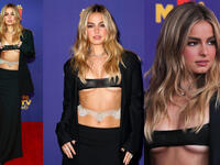 Addison Rae Wears Sexy Barely-There Bra Top on the Red Carpet