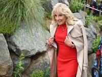 US First Lady Jill Biden attends the G7 summit in Carbis Bay, Cornwall, south-west England on June 11, 2021. G7 leaders from Canada, France, Germany, Italy, Japan, the UK and the United States meet this weekend for the first time in nearly two years, for three-day talks in Carbis Bay, 